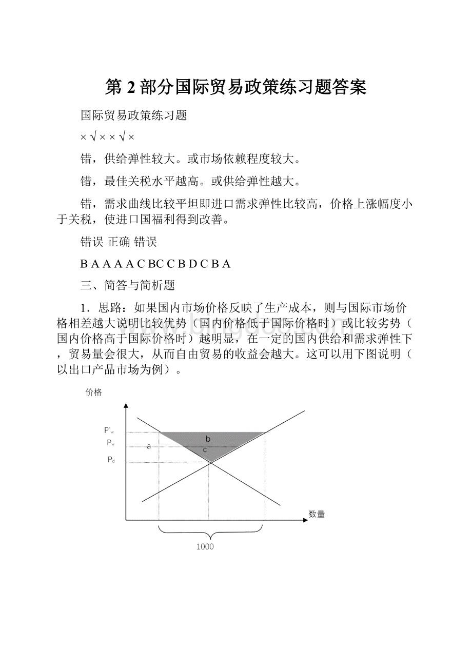 第2部分国际贸易政策练习题答案.docx_第1页