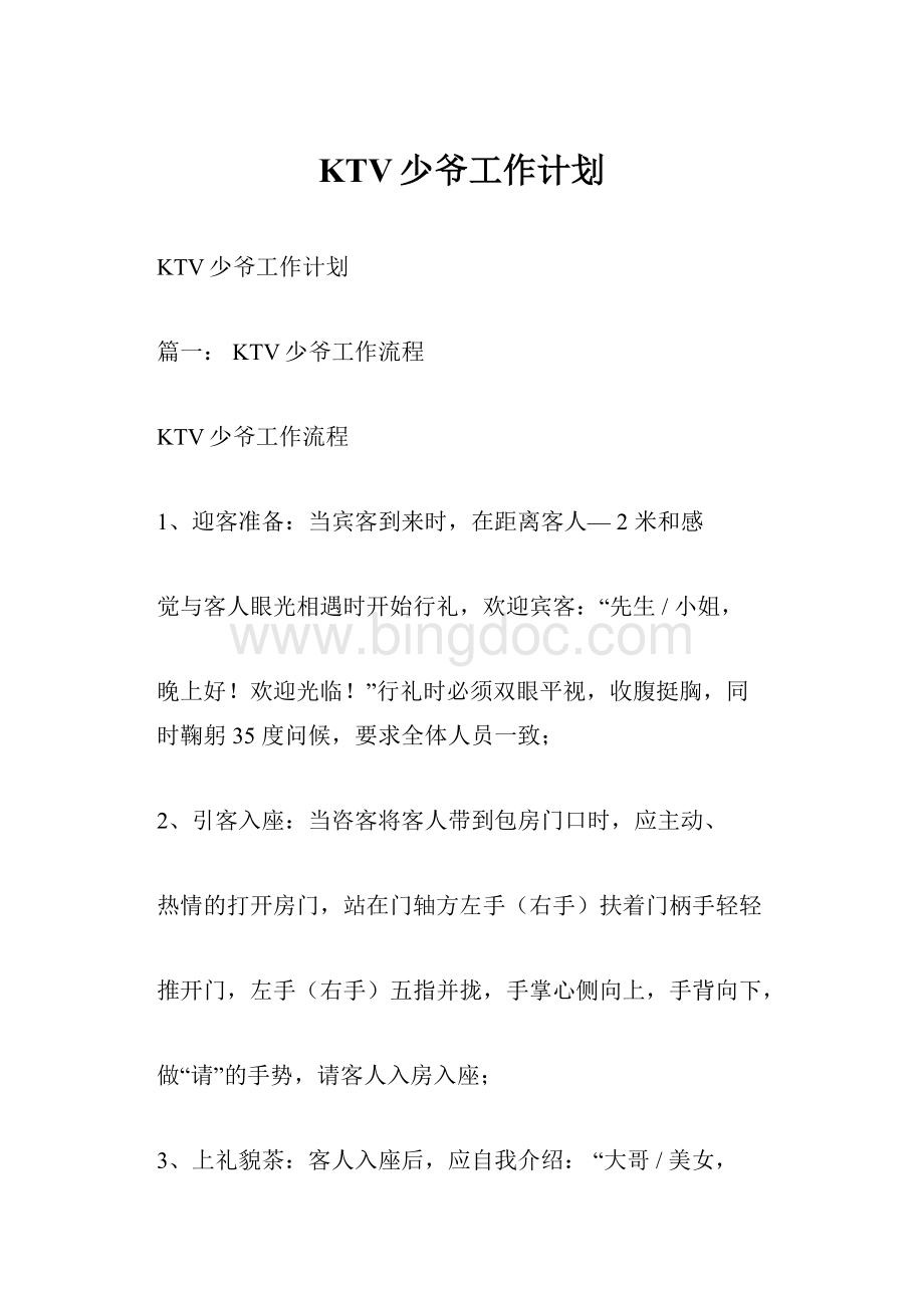 KTV少爷工作计划Word格式文档下载.docx