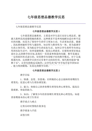 七年级思想品德教学反思Word格式文档下载.docx