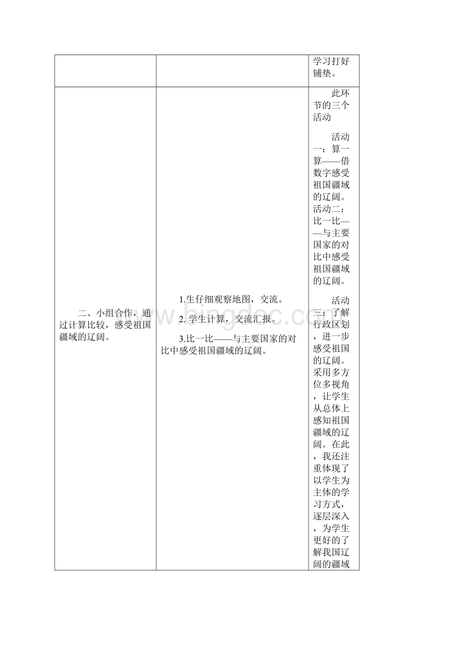 人教版五年级《我的祖国多辽阔》教学设计.docx_第3页