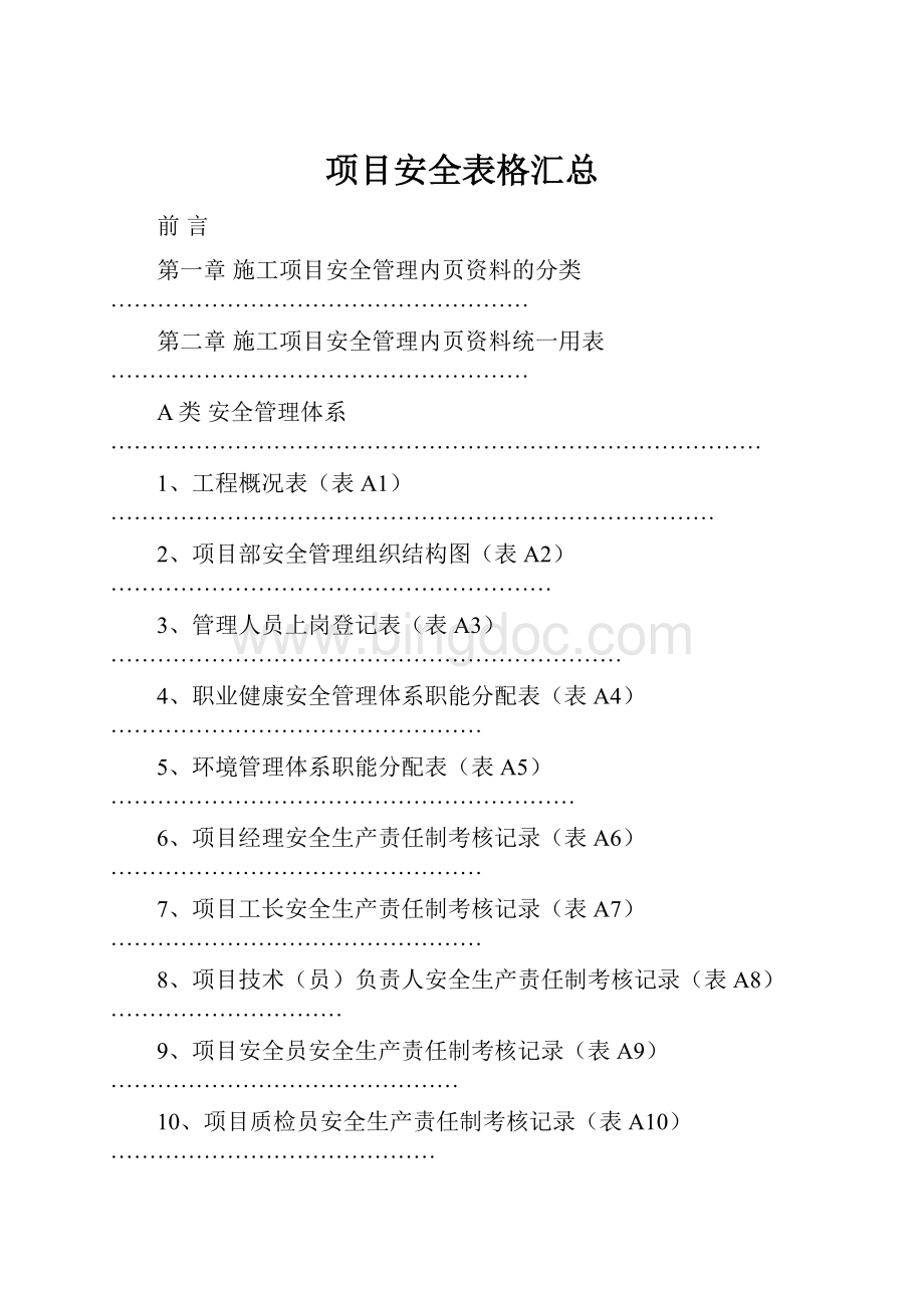 项目安全表格汇总.docx