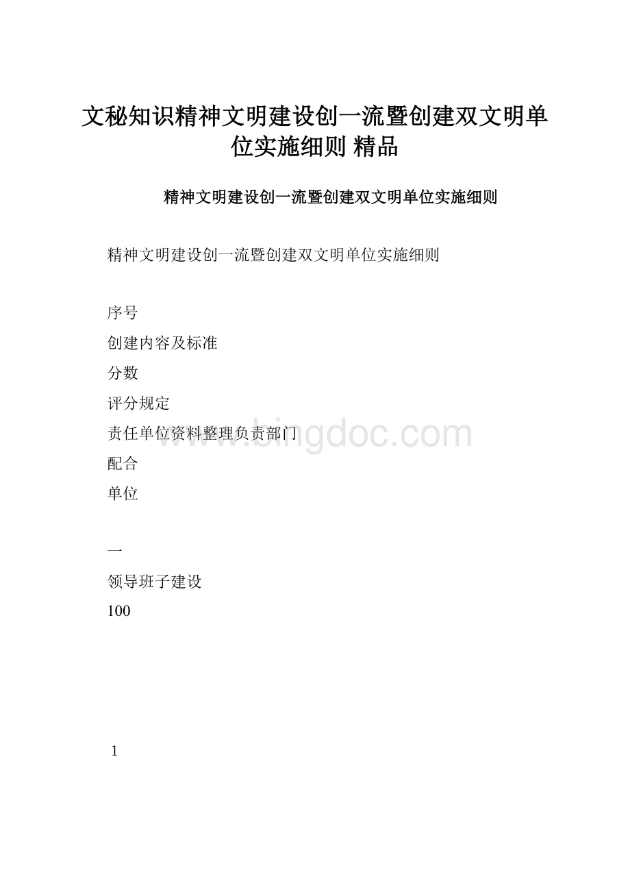 文秘知识精神文明建设创一流暨创建双文明单位实施细则 精品.docx_第1页