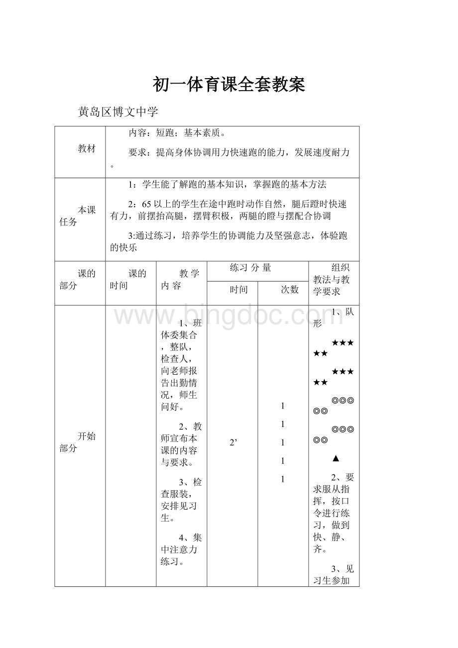 初一体育课全套教案Word文档格式.docx_第1页