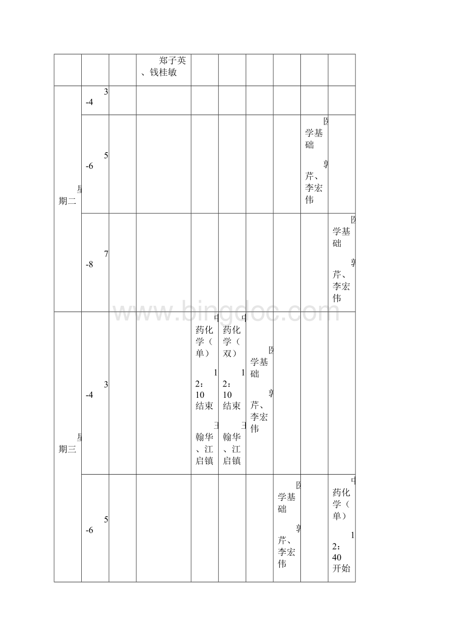 浙江医药高等专科学校学年第一学期实验课表一Word文档下载推荐.docx_第2页