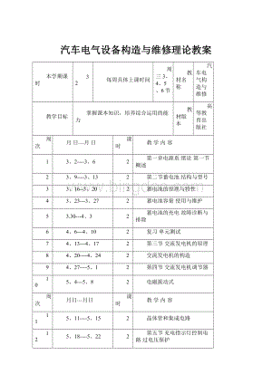 汽车电气设备构造与维修理论教案.docx