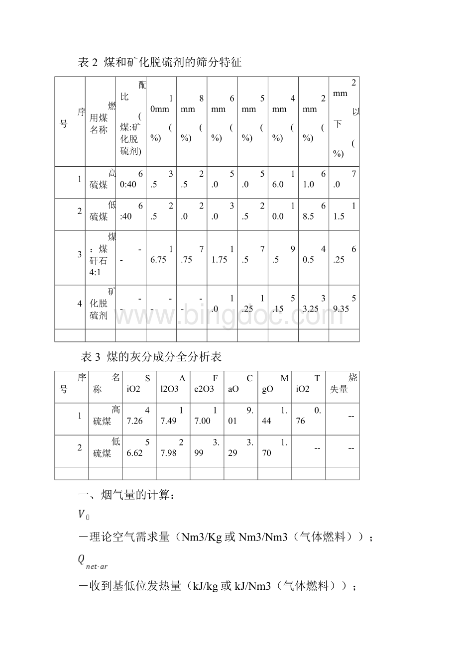 燃煤锅炉灰渣烟气量烟尘二氧化硫的计算.docx_第3页