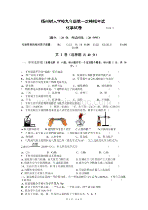 扬州中学教育集团树人学校2018届九年级一模化学试卷.pdf