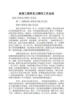 助理工程师见习期间工作总结.docx