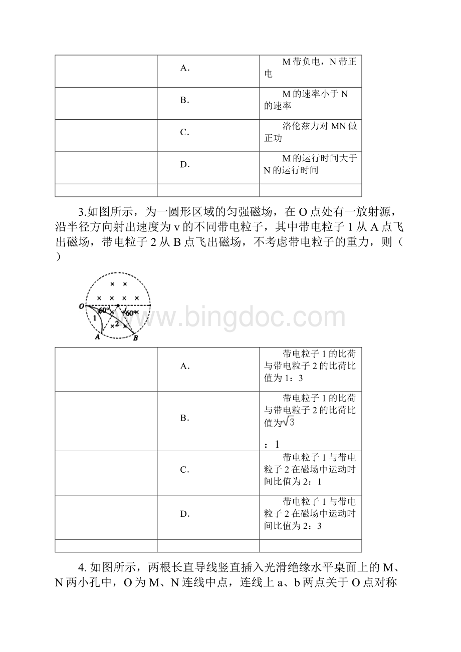 新课标高二物理暑假作业8磁场二Word文档格式.docx_第2页