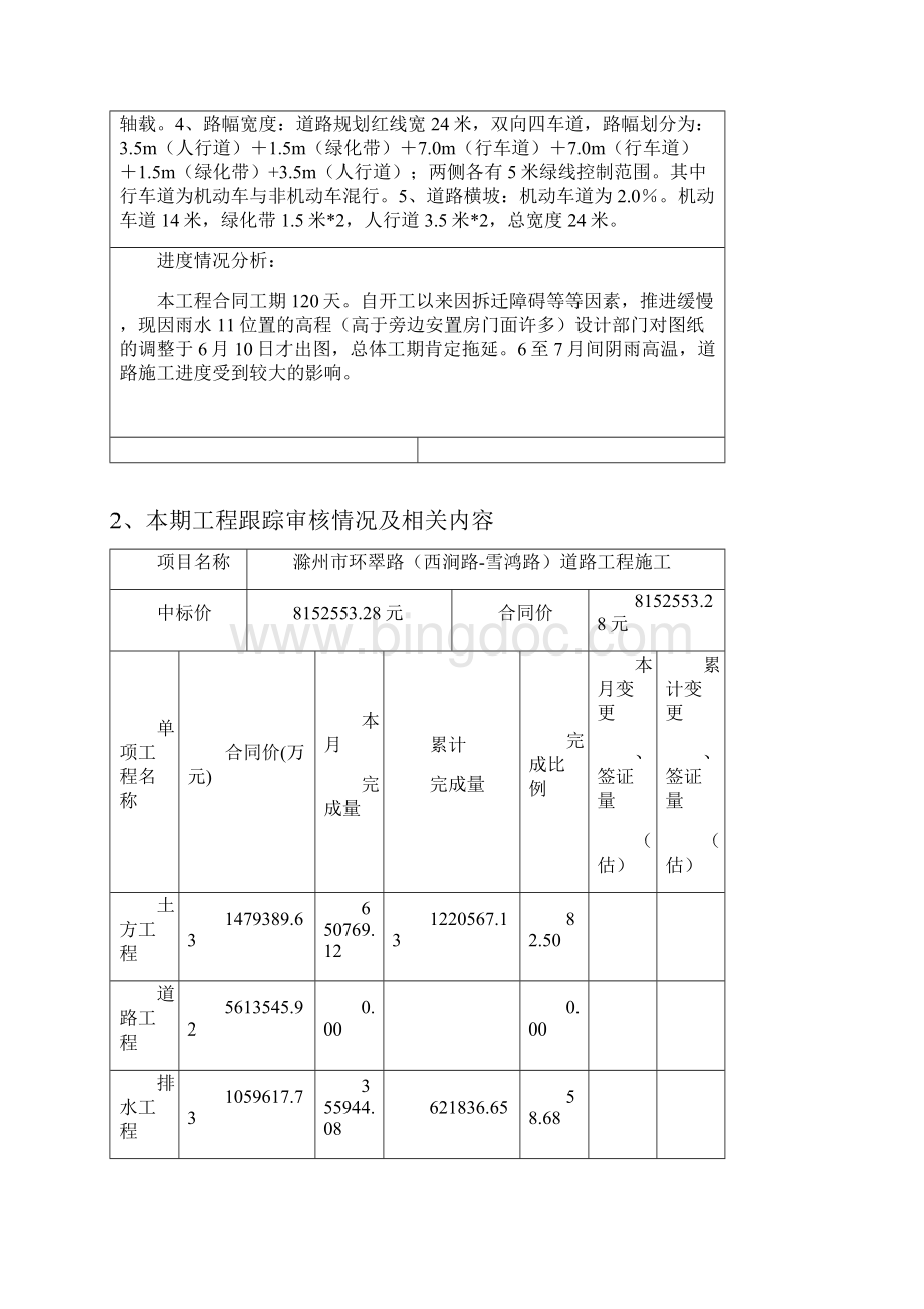 滁州市环翠路西涧路雪鸿路道路工程跟踪审计月报07Word文件下载.docx_第3页