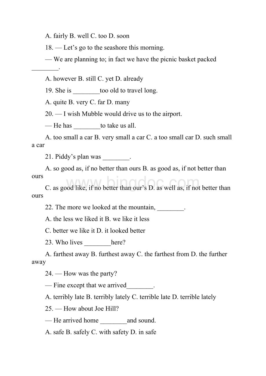 初中英语形容词比较级最高级练习题含答案.docx_第3页