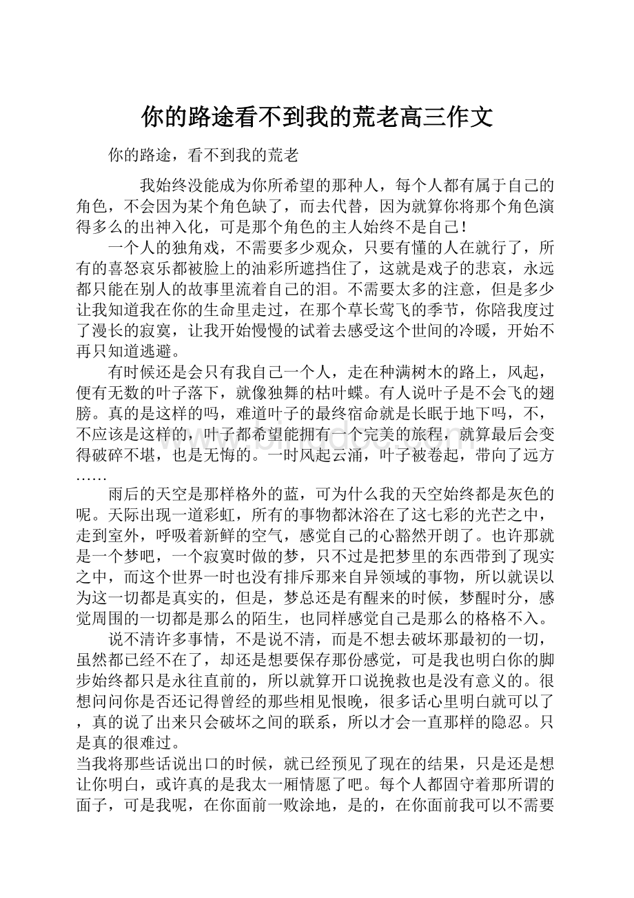 你的路途看不到我的荒老高三作文.docx