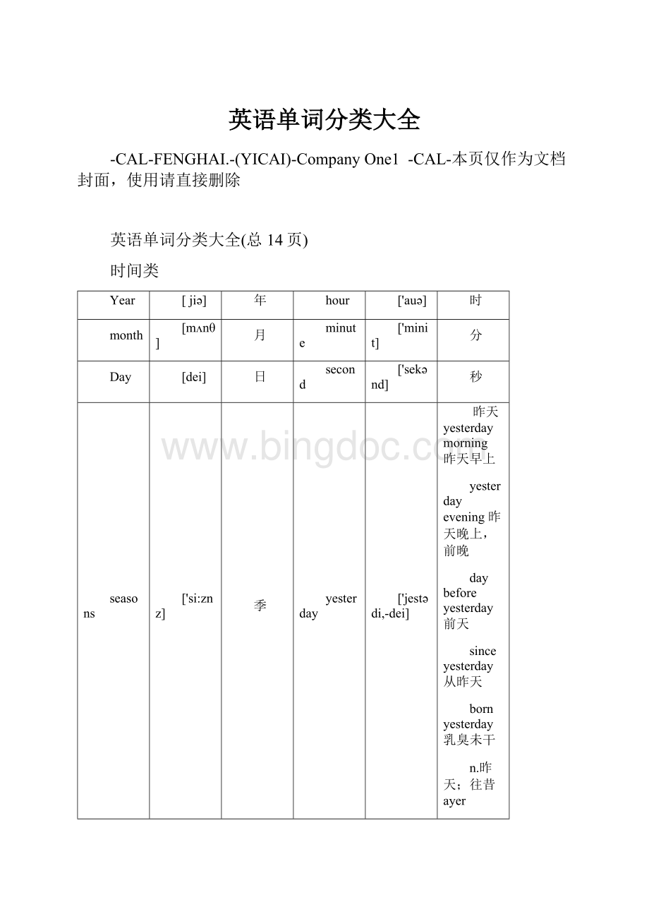 英语单词分类大全.docx_第1页