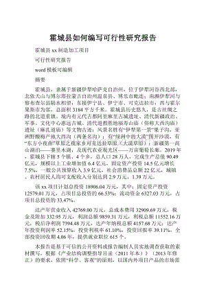 霍城县如何编写可行性研究报告Word下载.docx