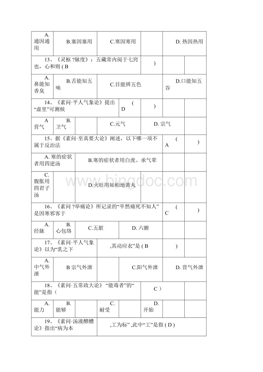 中医四大经典题目及答案Word文件下载.docx_第3页