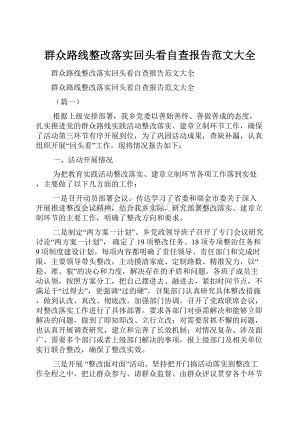 群众路线整改落实回头看自查报告范文大全Word格式文档下载.docx