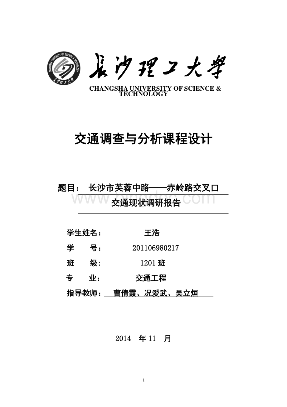 交通调查与分析课程设计.pdf_第1页