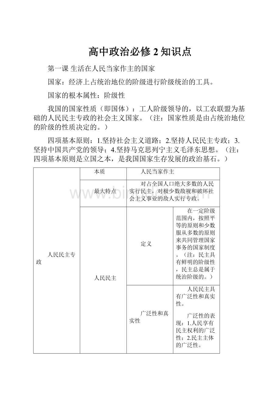 高中政治必修2知识点Word格式.docx