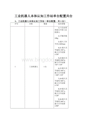 工业机器人本体认知工作站单台配置共台Word文件下载.docx