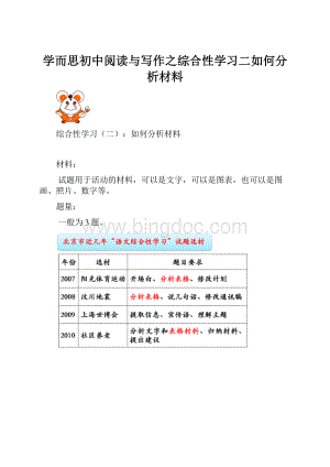 学而思初中阅读与写作之综合性学习二如何分析材料.docx