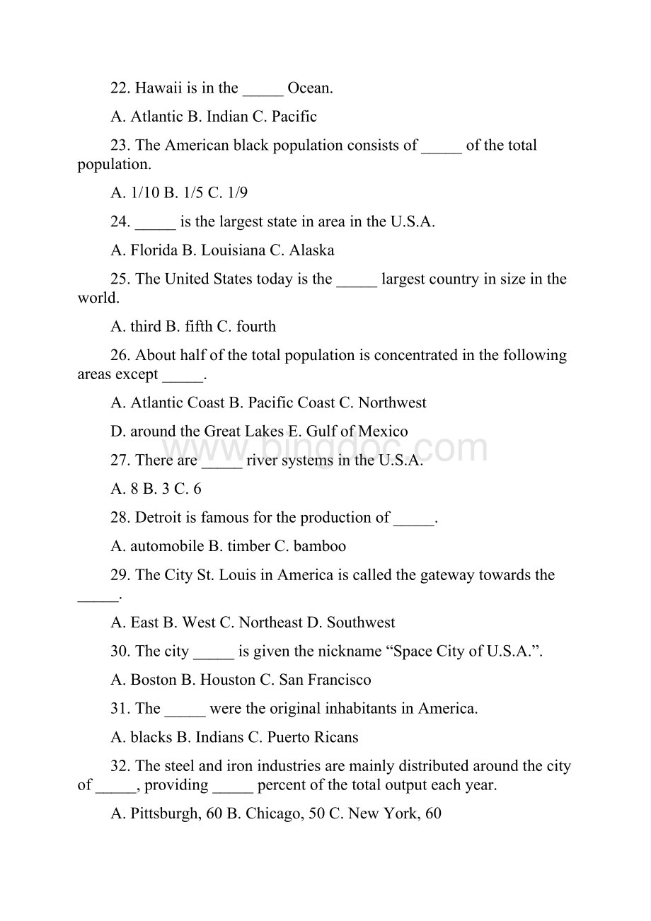 十套考研美国概况练习题及答案.docx_第3页