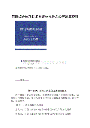 信阳综合体项目多向定位报告之经济测算资料.docx