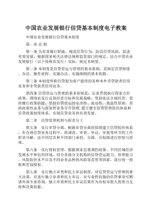 中国农业发展银行信贷基本制度电子教案.docx