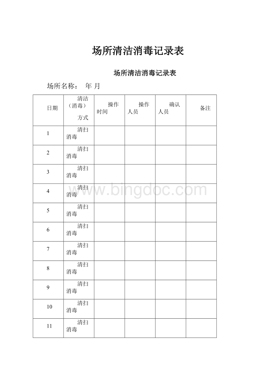 场所清洁消毒记录表.docx