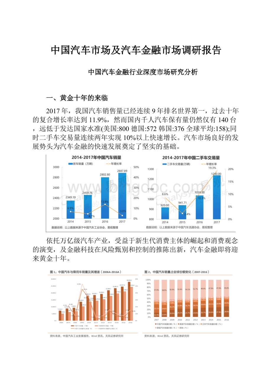 中国汽车市场及汽车金融市场调研报告.docx_第1页