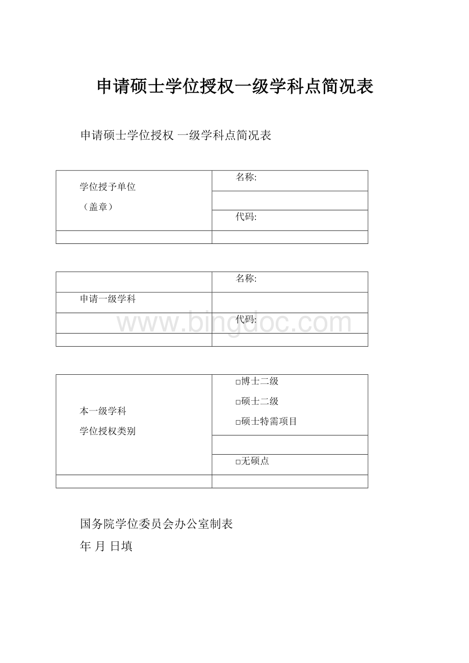 申请硕士学位授权一级学科点简况表Word下载.docx_第1页