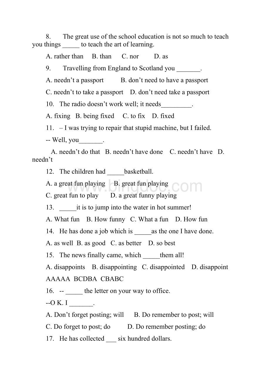 高中英语单项选择复习精选1000题及答案Word格式.docx_第2页