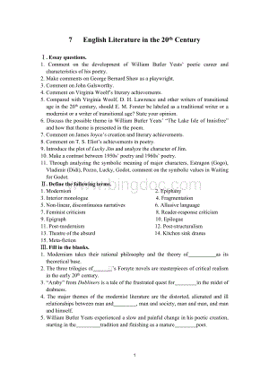 英国文学史及作品选读习题集(7).doc