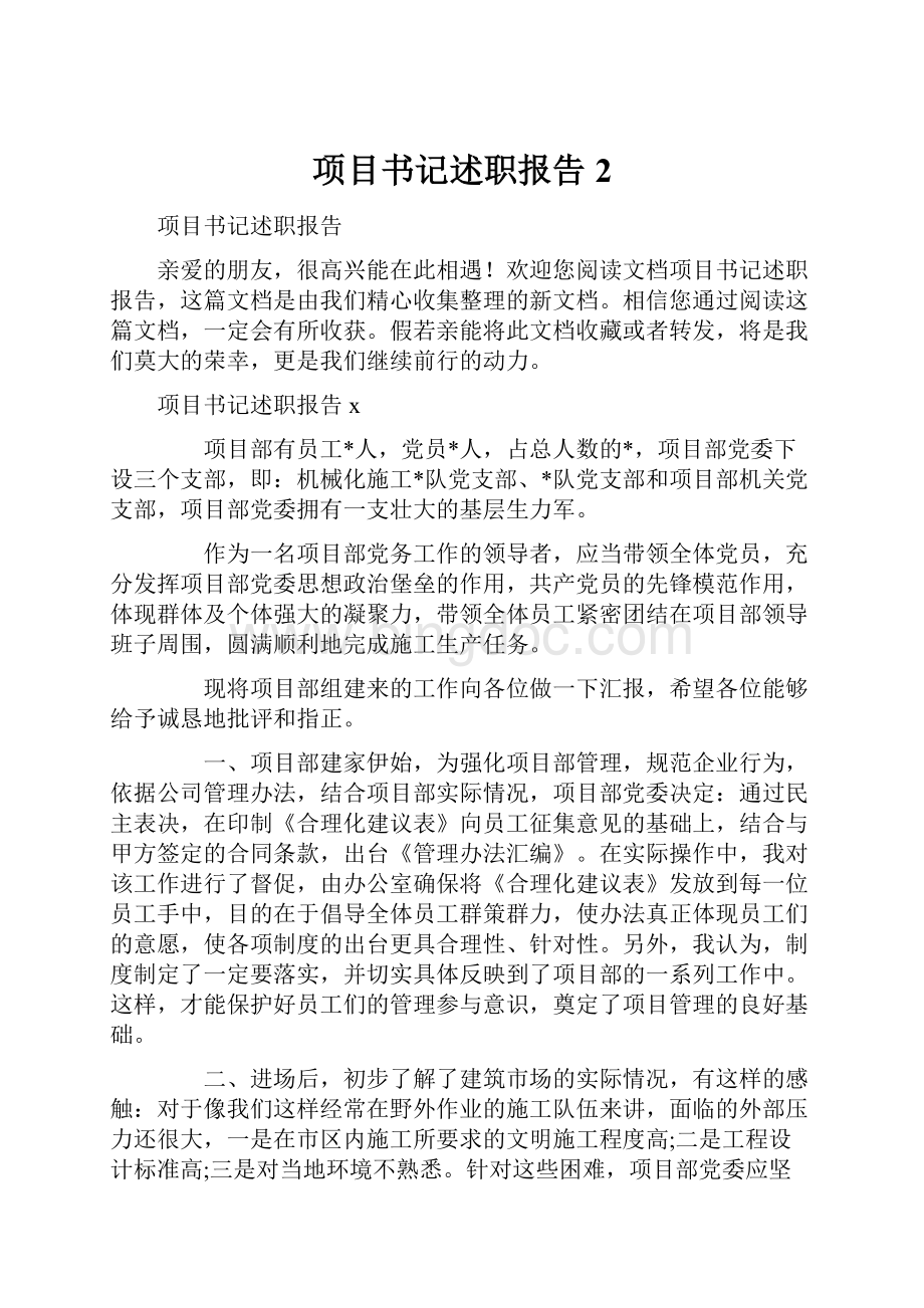 项目书记述职报告2.docx_第1页