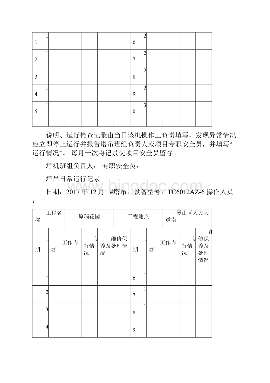 塔吊日常运行记录文档格式.docx_第2页