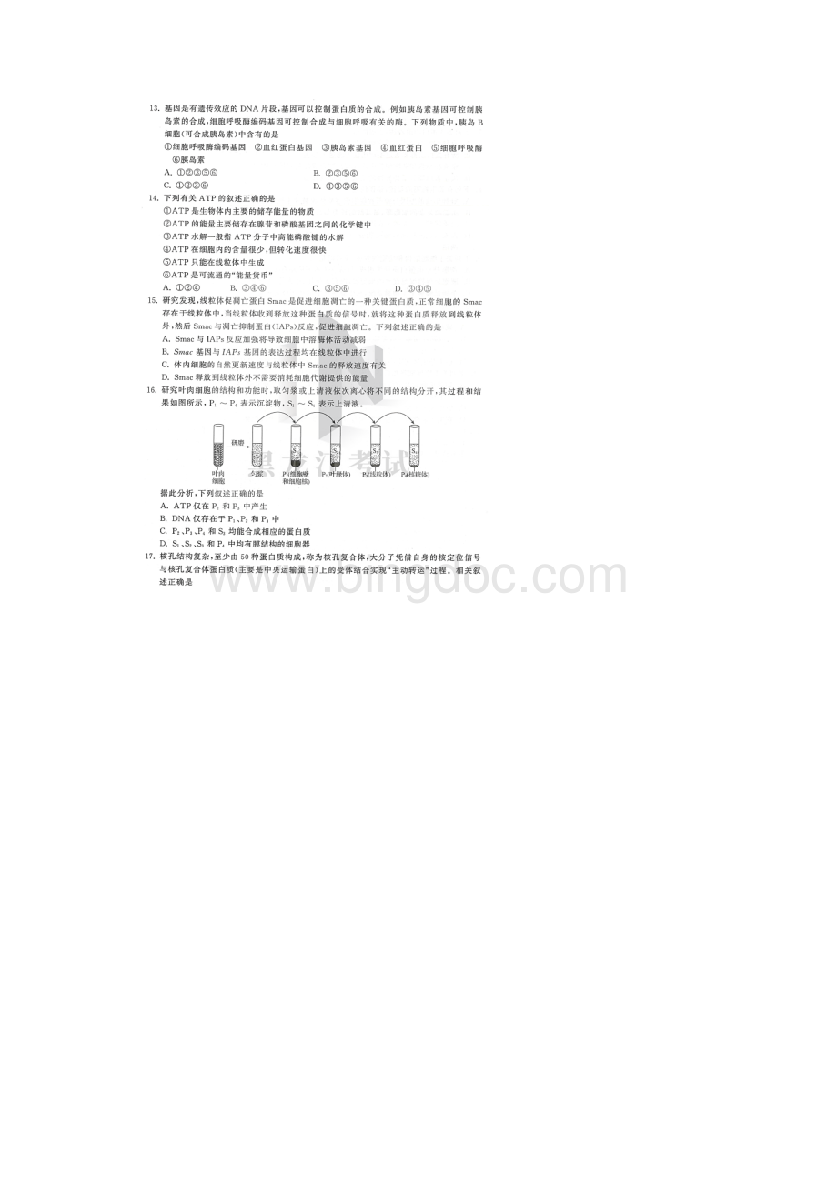 河北衡水中学学年度上学期高三年级一调考试生物试题含答案解析Word文件下载.docx_第3页