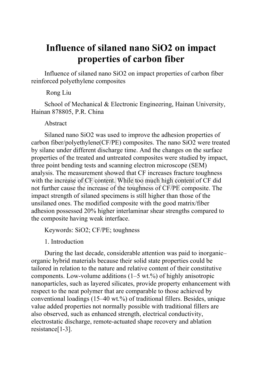 Influence of silaned nano SiO2 on impact properties of carbon fiber.docx