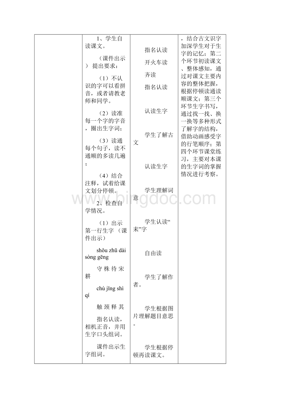 春季学期 小学语文部编版三年级下册 第二单元5《守株待兔》第一课时教学设计Word格式文档下载.docx_第3页