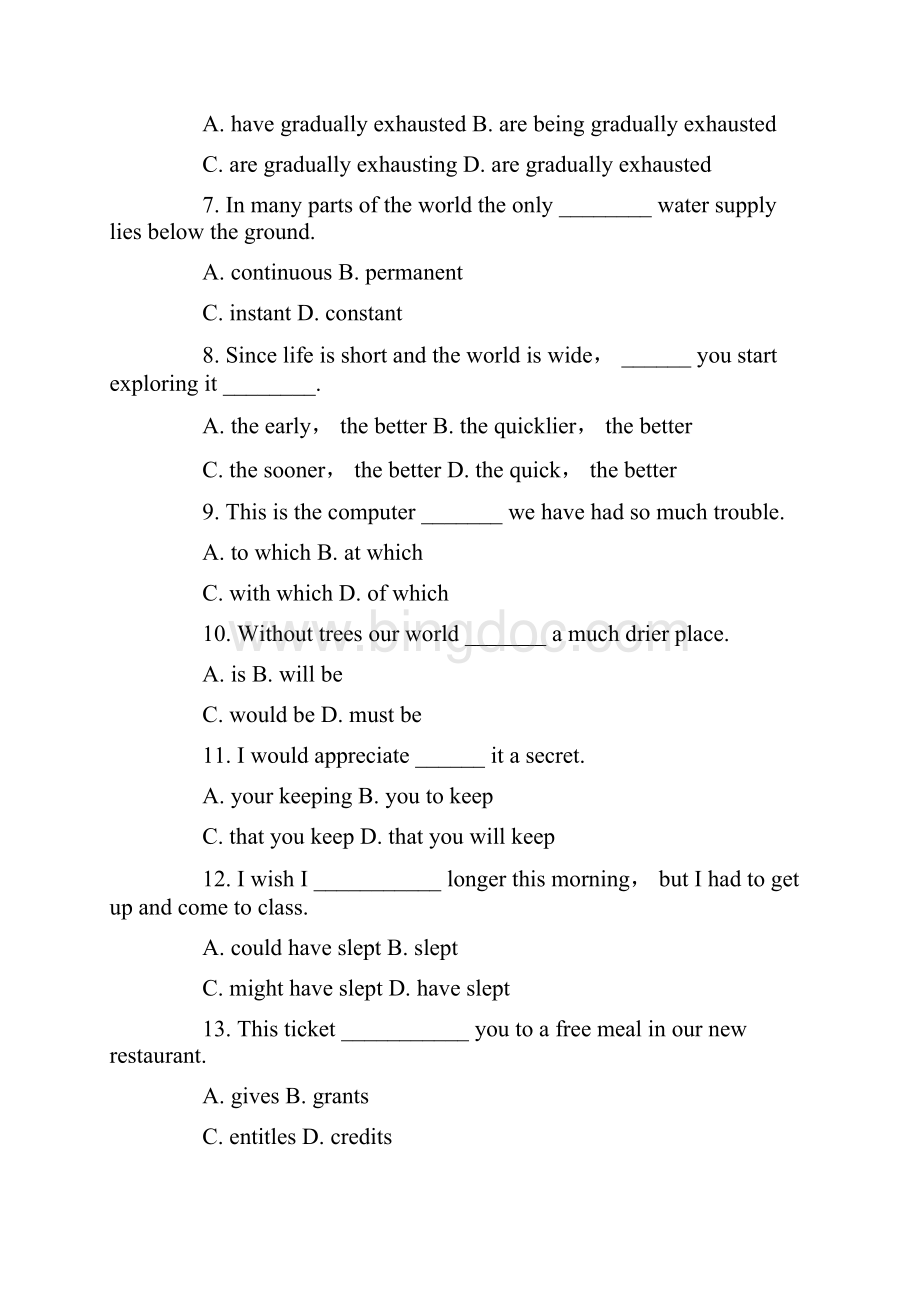 全国高等教育自学考试综合英语试题Word文档下载推荐.docx_第2页