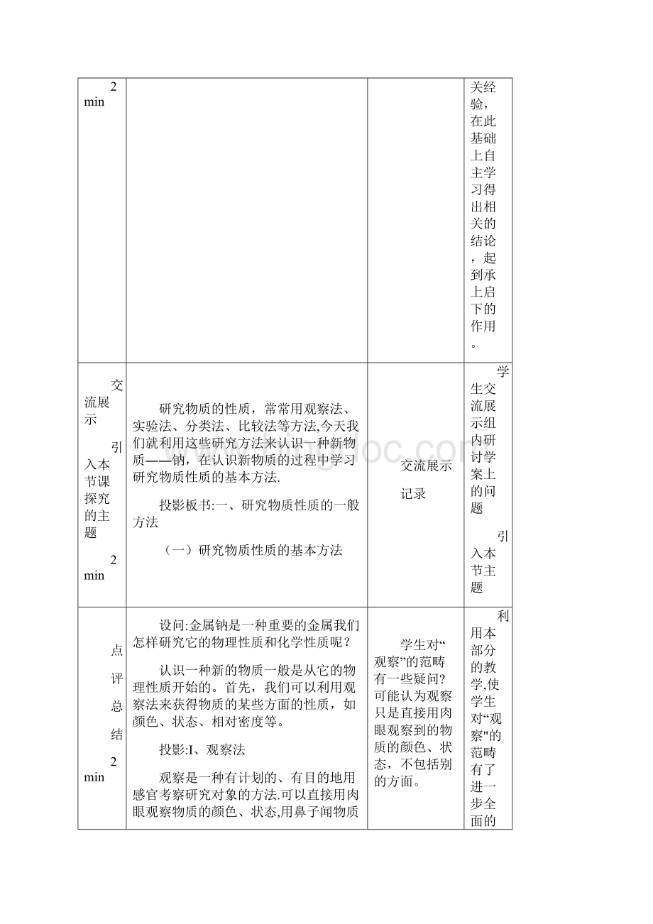 学年高中化学一1研究物质性质的方法和程序第一课时教案.docx_第3页