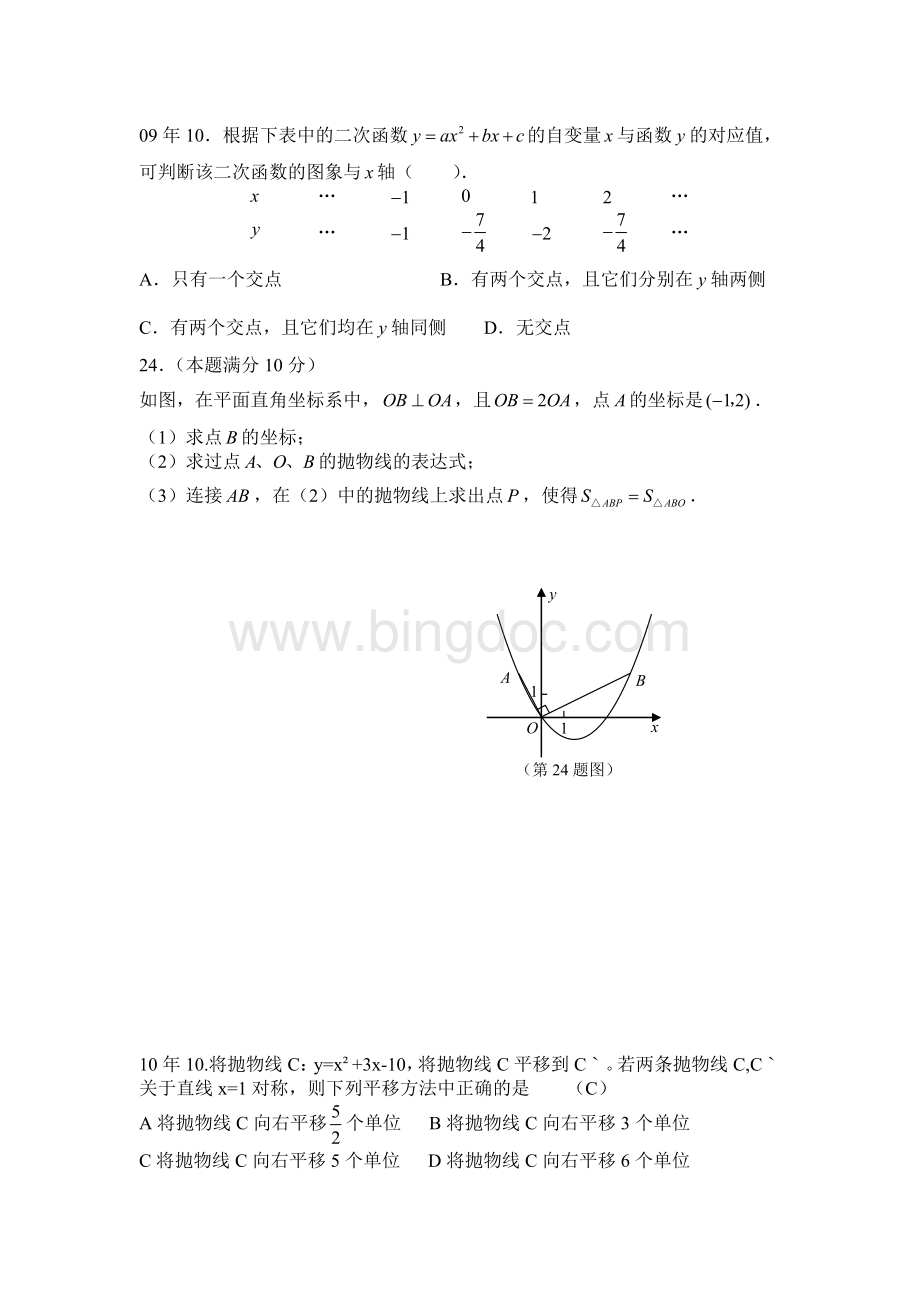 陕西中考关于二次函数.doc_第1页