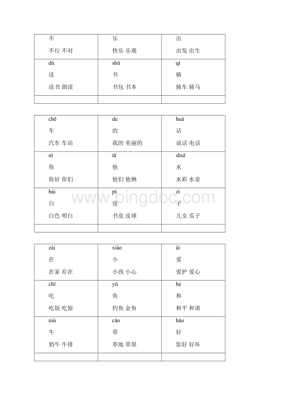 一年级上册生字卡片带拼音组词可打印.docx_第2页