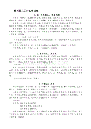 优秀作文的开头和结尾(经典集萃)Word文档格式.doc