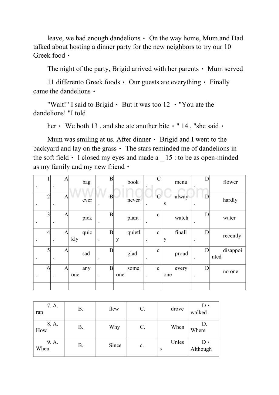 浙江省中考英语完形填空题Word文档下载推荐.docx_第2页