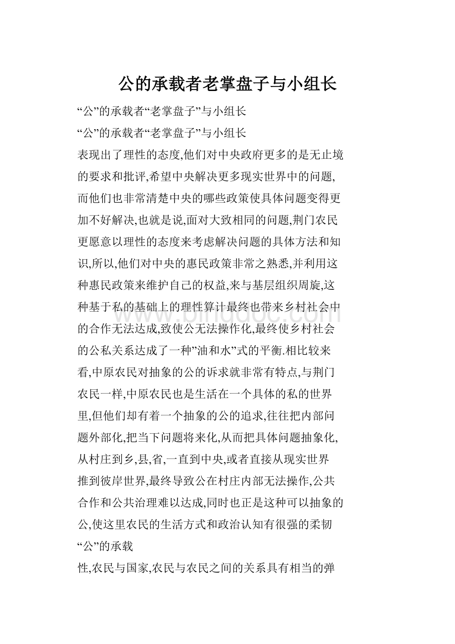 公的承载者老掌盘子与小组长.docx