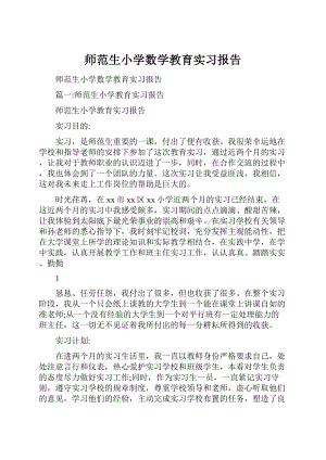 师范生小学数学教育实习报告文档格式.docx