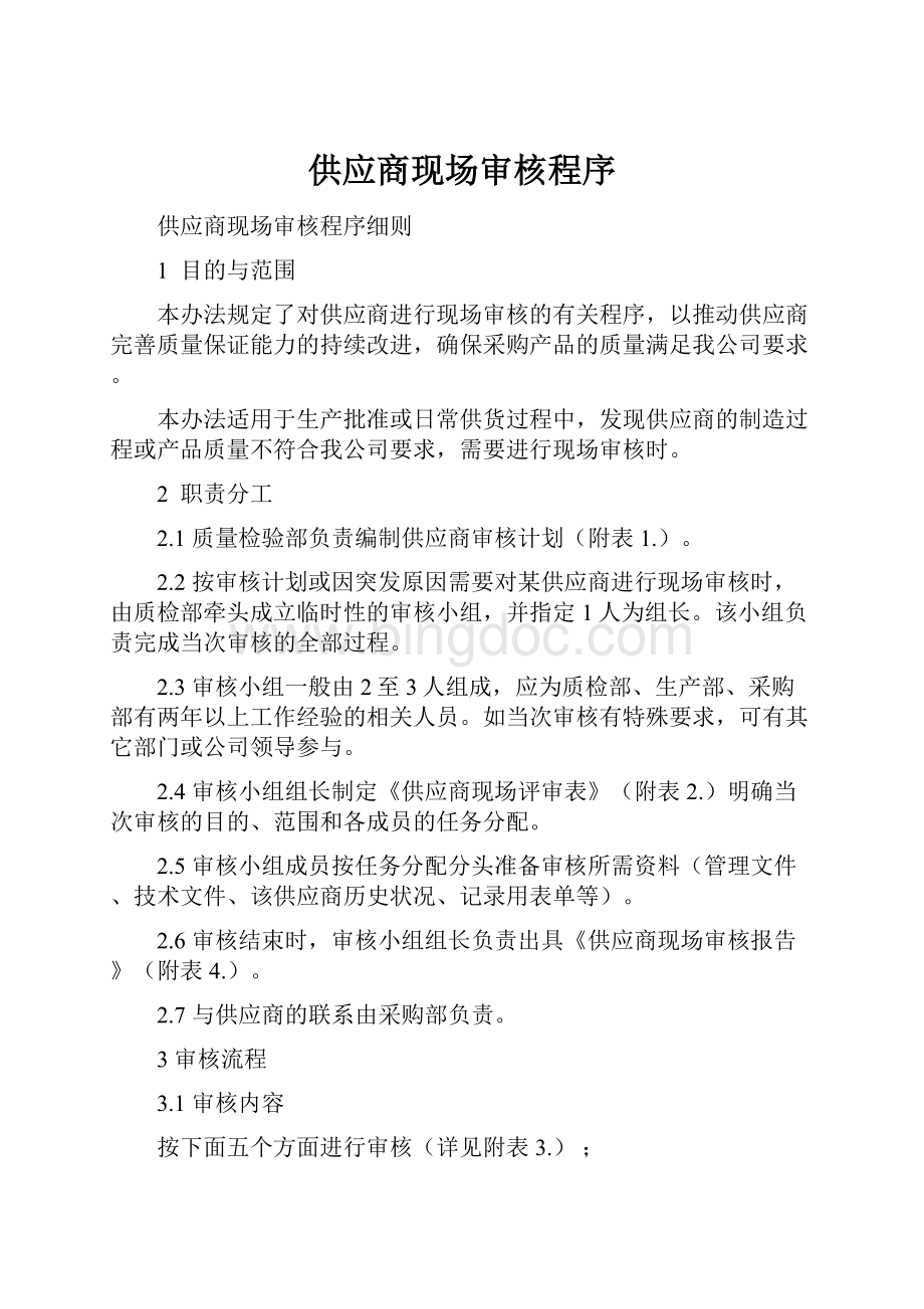 供应商现场审核程序Word文件下载.docx_第1页