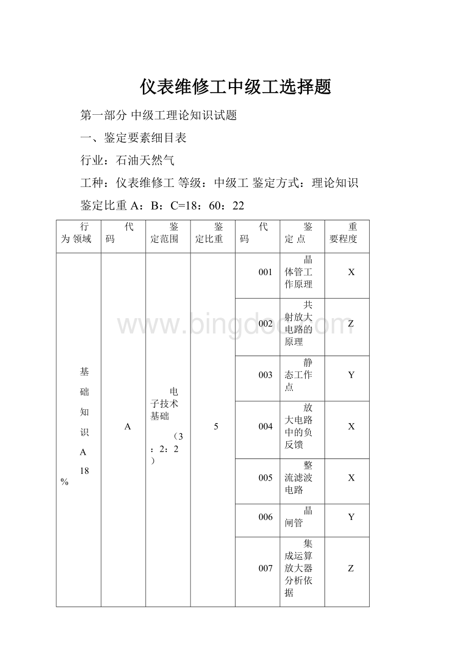 仪表维修工中级工选择题.docx