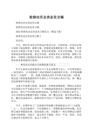 检修动员会表态发言稿Word文档格式.docx