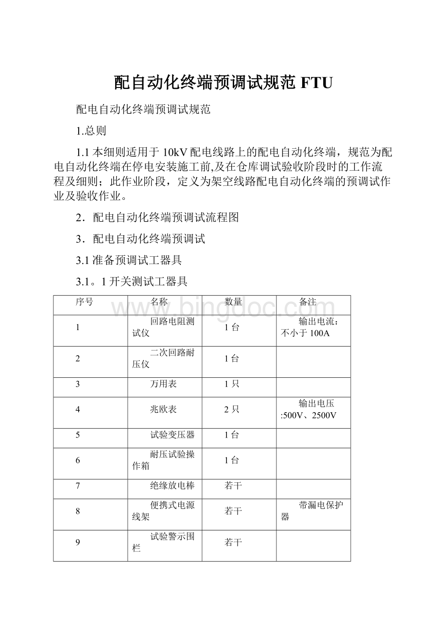 配自动化终端预调试规范FTUWord文档格式.docx_第1页