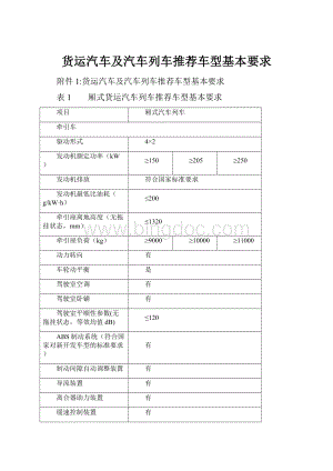 货运汽车及汽车列车推荐车型基本要求.docx